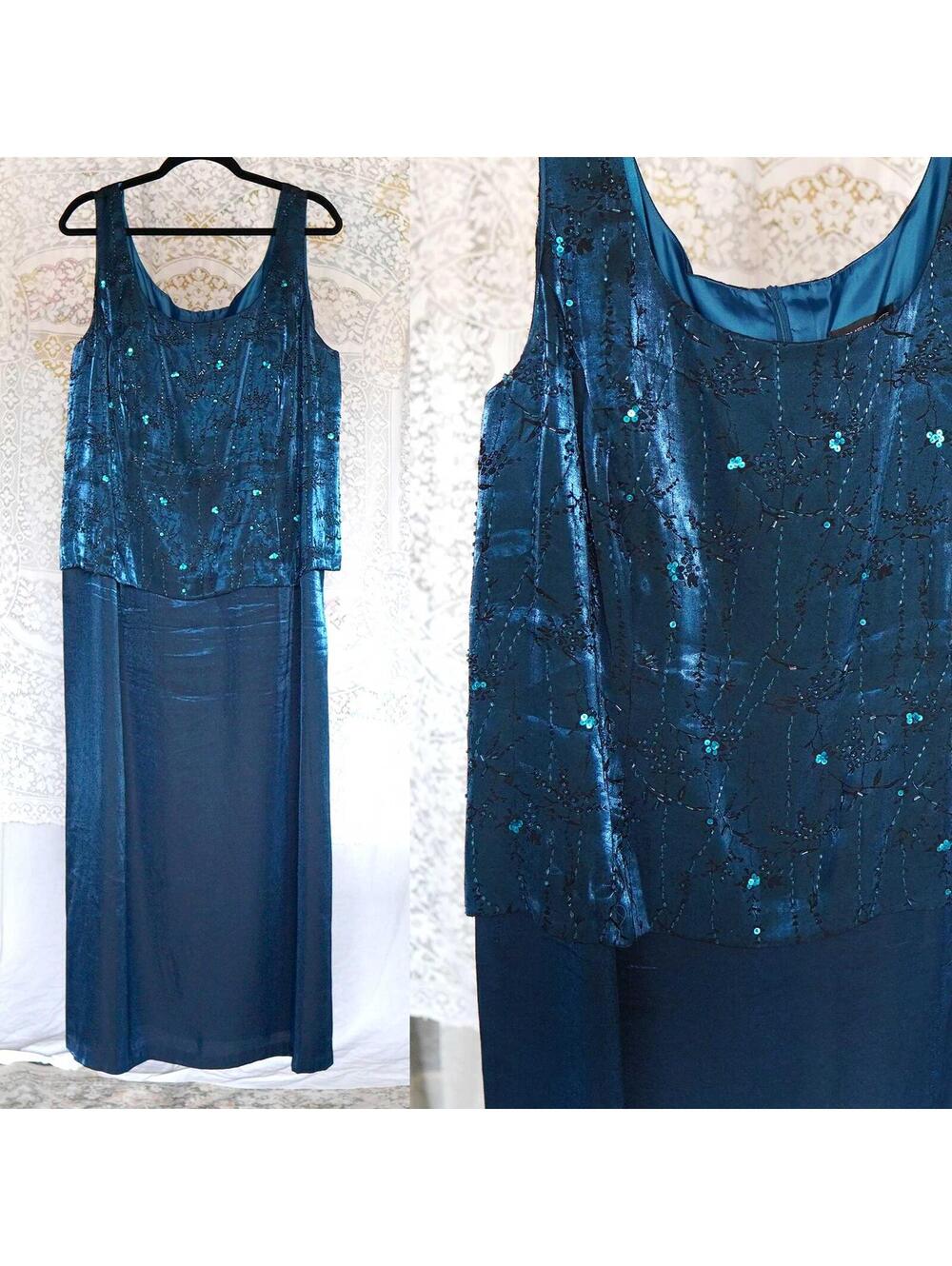 Y2K Fairy Gown Sequined Embroidered Whimsigoth Formal Prom Maxi Dress 24 Petite